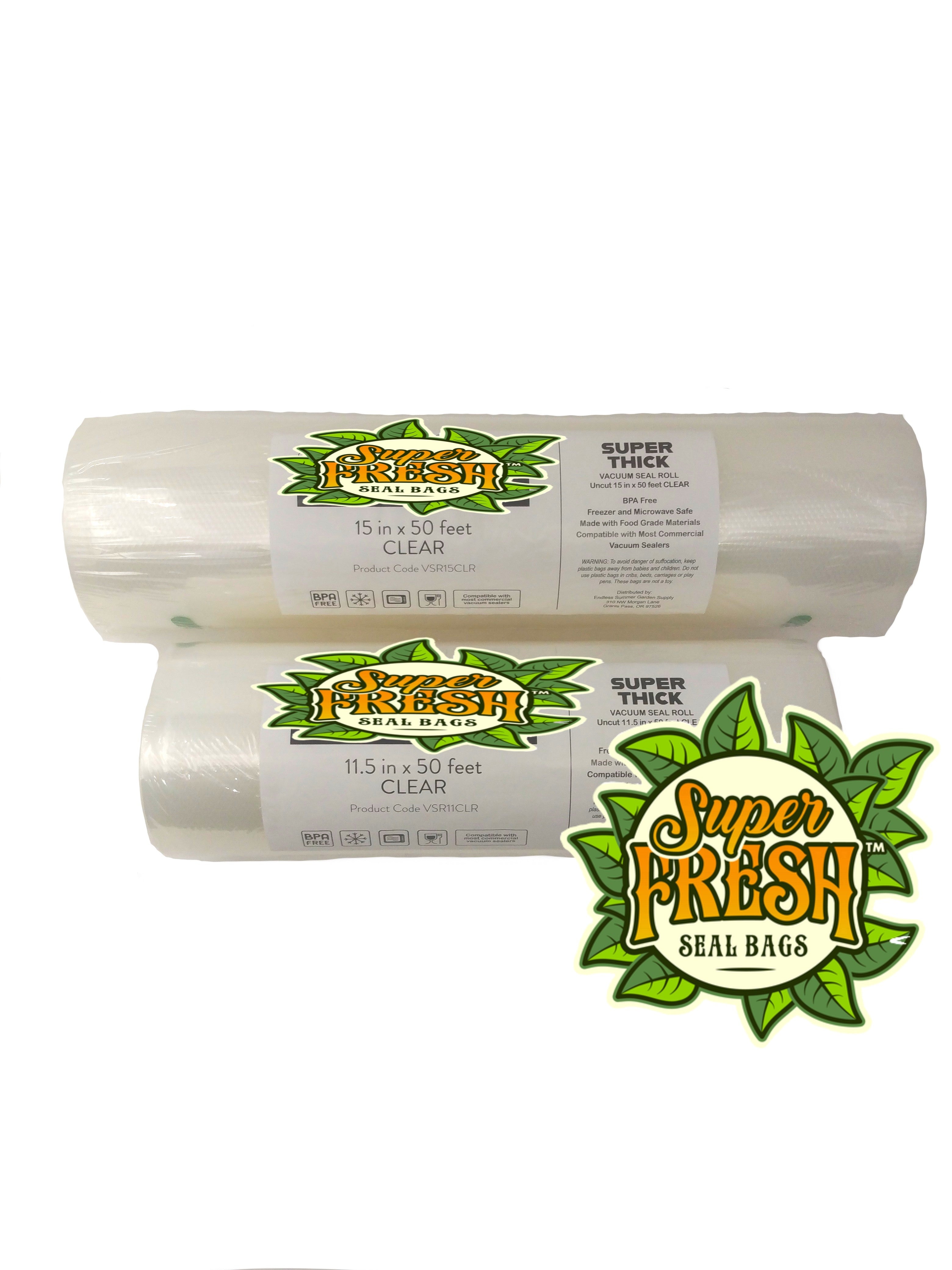 Super Fresh 15" CLEAR Vacuum Seal Bags ROLL 4.5 mil
