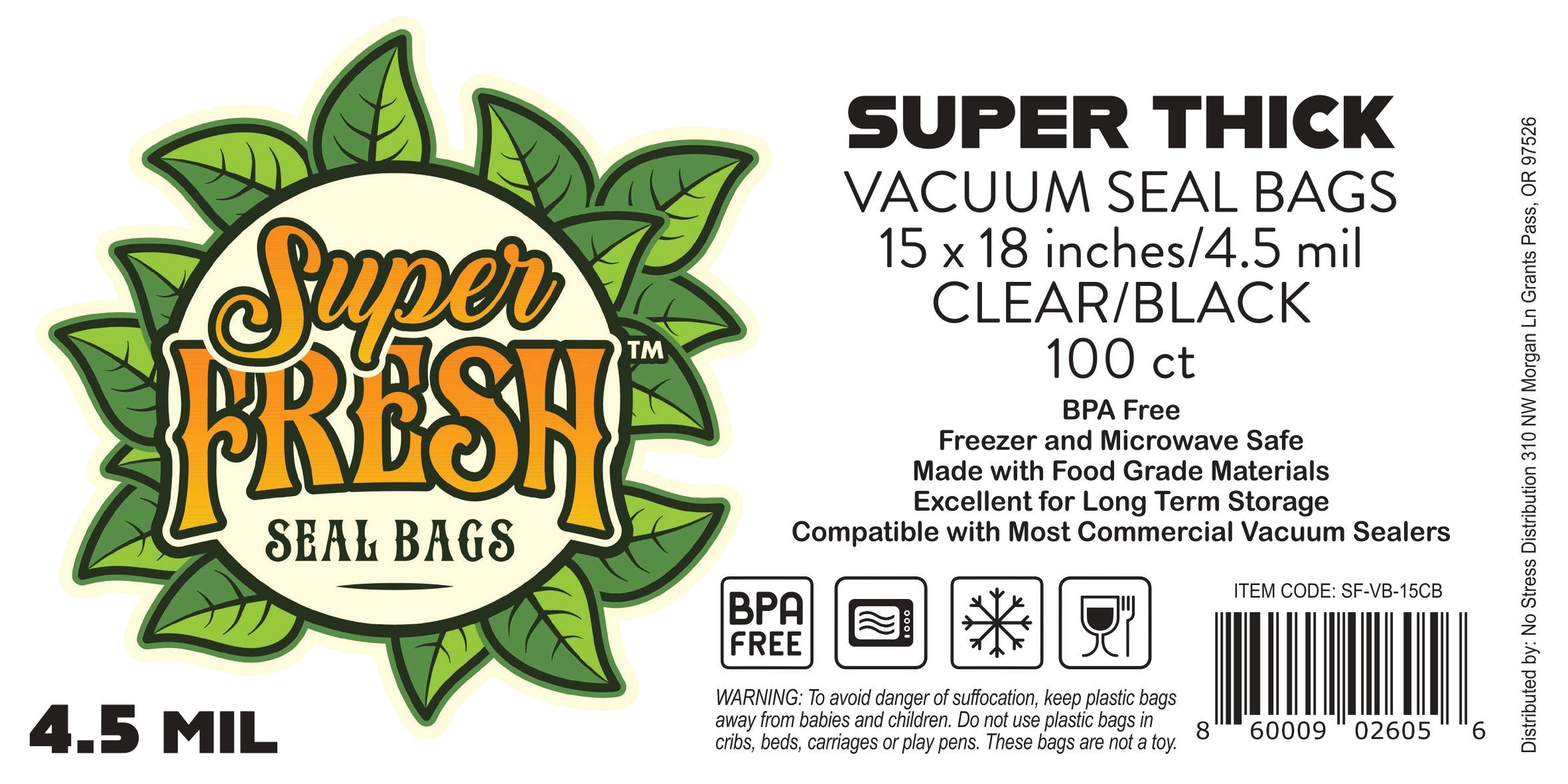 Super Fresh CLEAR/BLACK Vacuum Seal Bags 15