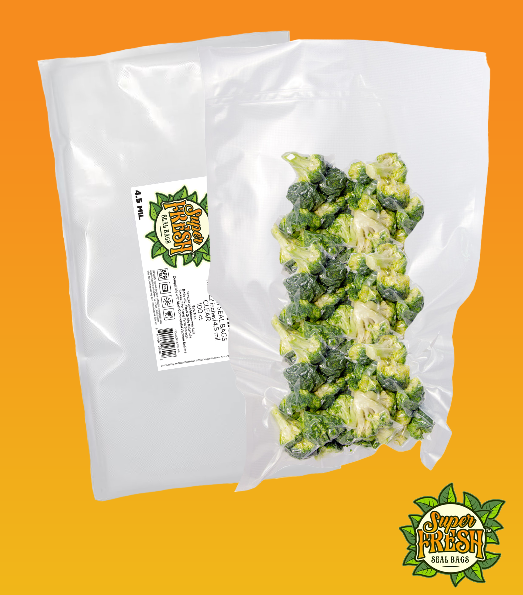 Broccoli 2 bags color background